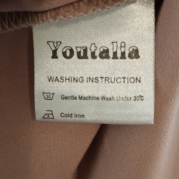 Youtali Dusty Rose XL V-Neck Blouse with Roll Tab Sleeves - Picture 5 of 6